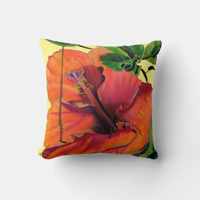Coussin Hibiscus d'oranger tropical d'été (Recto)