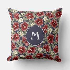 Coussin Hibiscus et Plumeria - Maroon