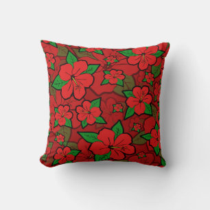 Coussin Hibiscus Fleurs rouges