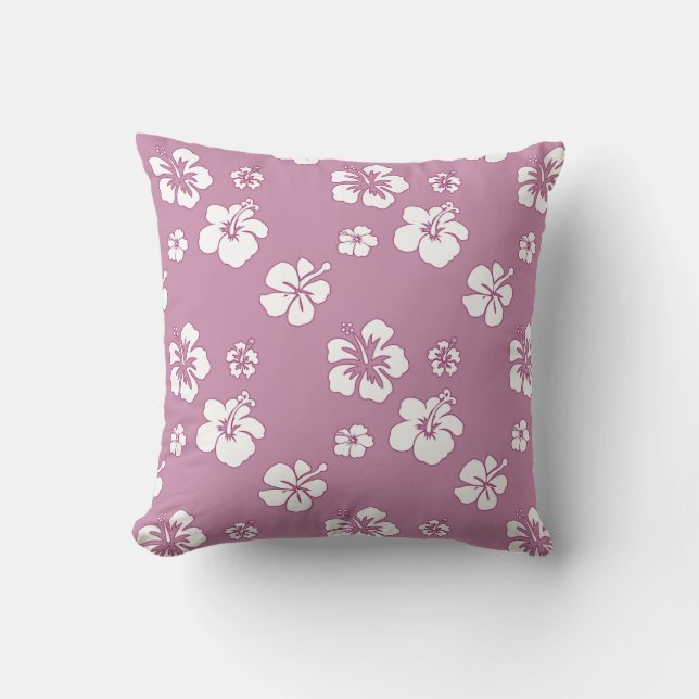 Coussin Hibiscus Oleander rose et blanc (Recto)