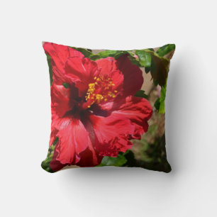 Coussin Hibiscus rouge lancer PIllow