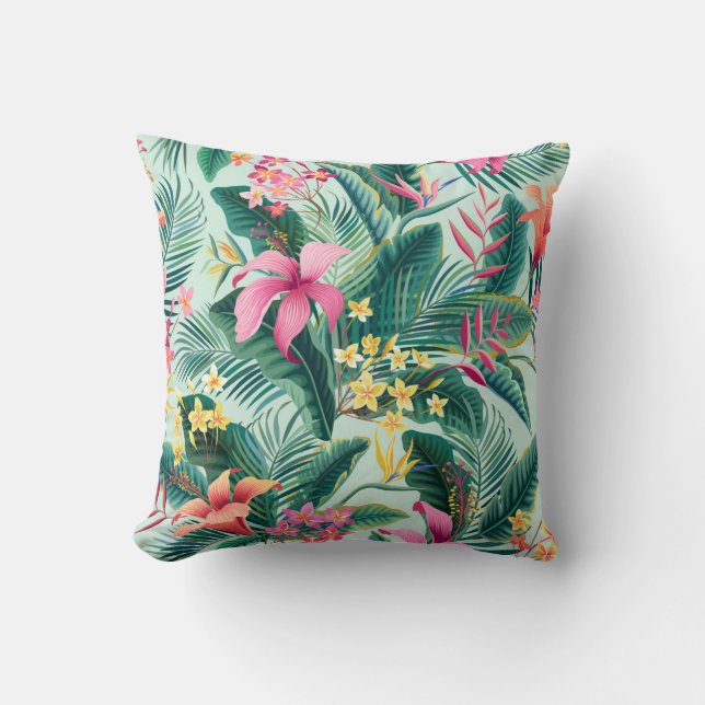Coussin Hibiscus tropicaux : Motif Floral sans joint (Recto)