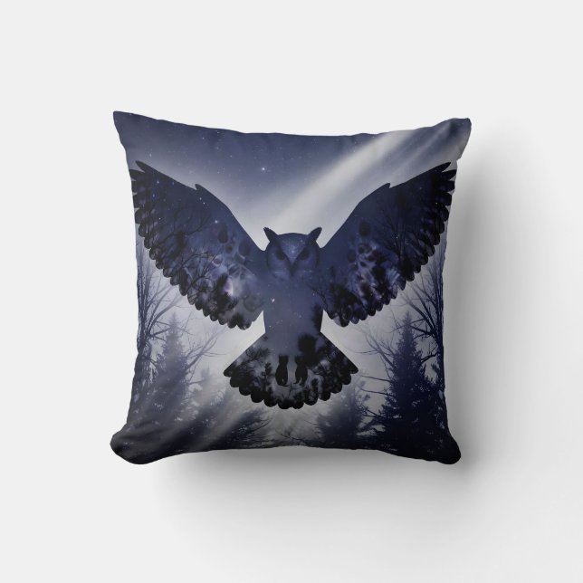 Coussin Hibou céleste double exposition – x2 (Recto)
