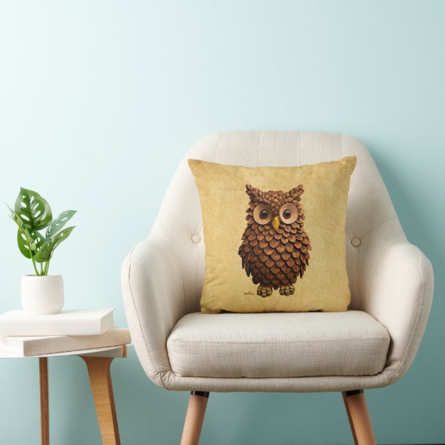Coussin Hibou Cône de Pin (Chaise)