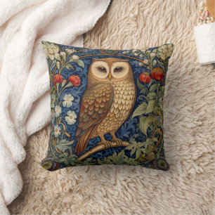 Coussin Hibou dans le jardin style William Morris