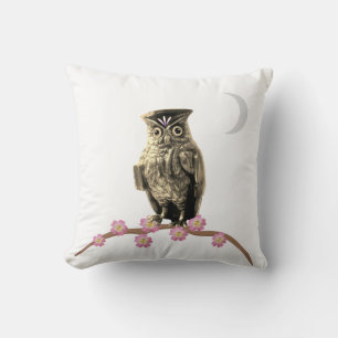 Coussin Hibou de mode et croissant de lune