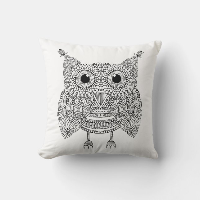Coussin Hibou mignon de griffonnage (Recto)