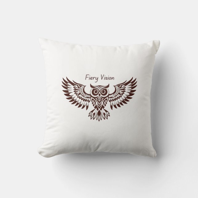 Coussin Hibou Phénix – Vision Fougueuse (Recto)