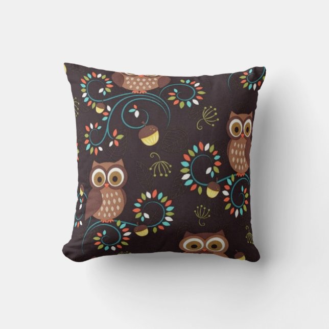 Coussin Hibou primitif Brown (Recto)