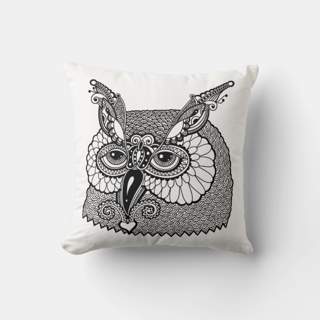 Coussin Hibou Zendoodle principal (Recto)