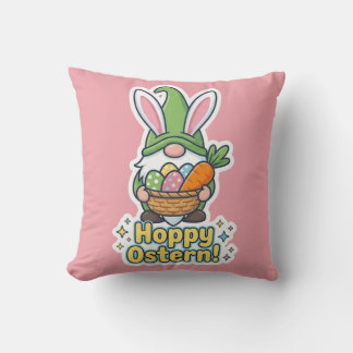 Coussin High-quality "Hoppy Easter" gnome illustration