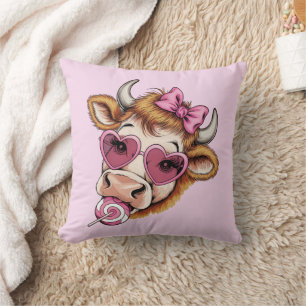 Coussin Highland Cow Valentine Coquette Saint-Valentin
