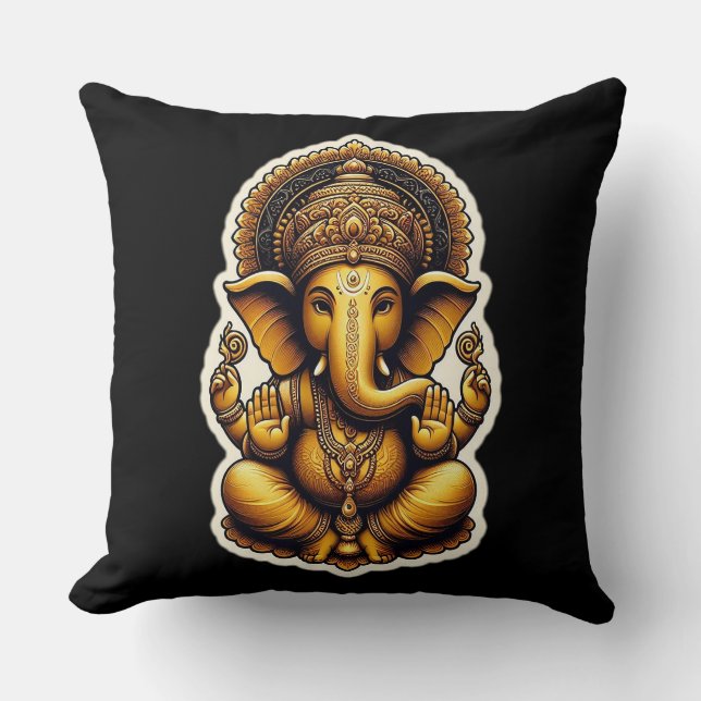 Coussin Hindu God Lord Ganesh / Ganesha Pillow with Om (Recto)