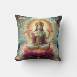 Coussin Hindu Goddess Lakshmi / Laxmi Pillow w/ Om design