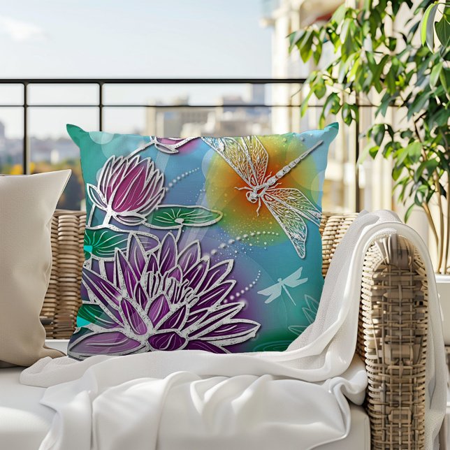 Coussin Hip Dragonfly Jolie moderne été Floral Art (Créateur téléchargé)