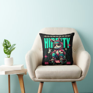 Coussin Hip-Hop Hoppity - Lapin Skateur de Pâques