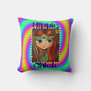 Coussin Hippie Chick 1960 Tie Dye Big Eye Doll Headband