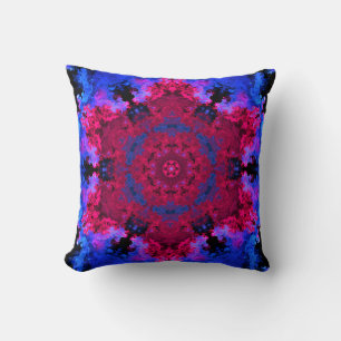 Coussin Hippie psychédélique rouge rose et bleu