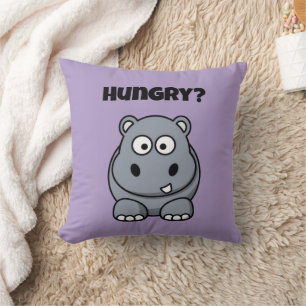 Coussin Hippo affamé drôle Enfants Hippopotame dessin