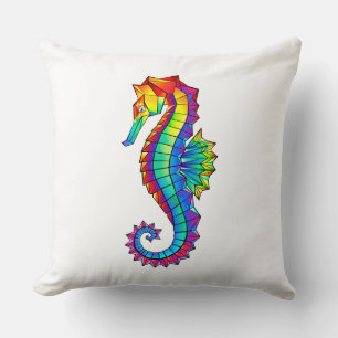 Coussin Hippocampe polygonal arc-en-ciel