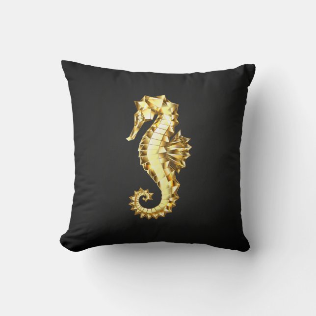 Coussin Hippocampe Polygonal Or (Recto)