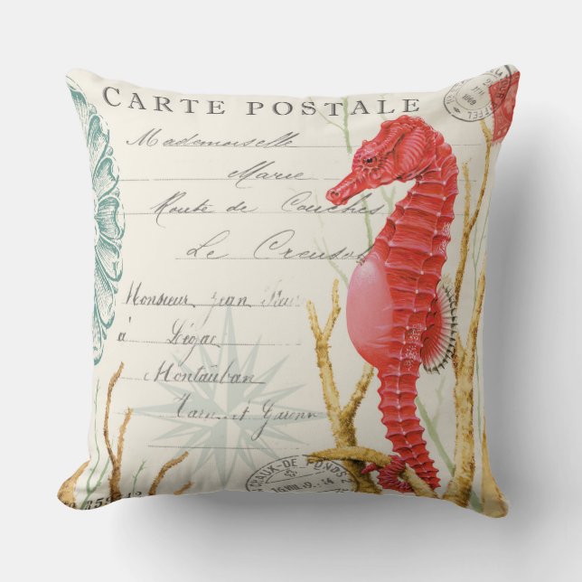 Coussin hippocampe vintage moderne (Recto)