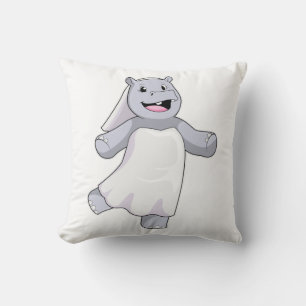 Coussin Hippopotame en mariée avec voile
