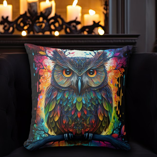 Coussin Hippy Owl, Imaginaire psychédélique (Créateur téléchargé)
