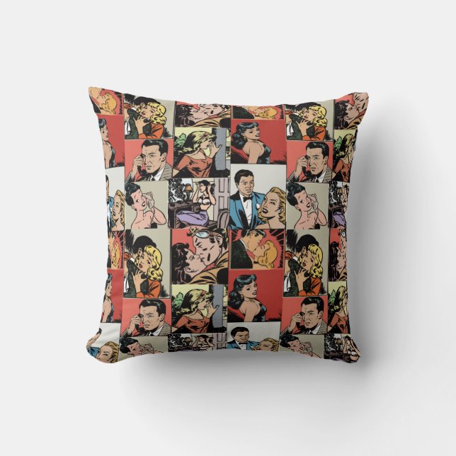 Coussin Histoire d'amour rétro Vintage (Recto)