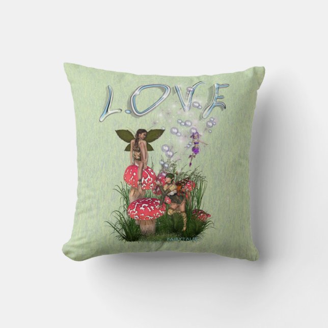 Coussin Histoires de contes de fées de toadstool rouge et  (Recto)