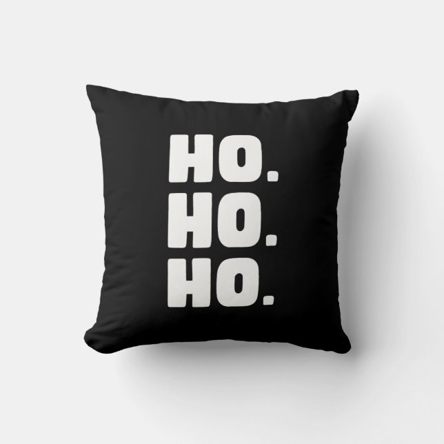 Coussin HO. HO. HO. Black & White With Buffalo Plaid Back (Recto)