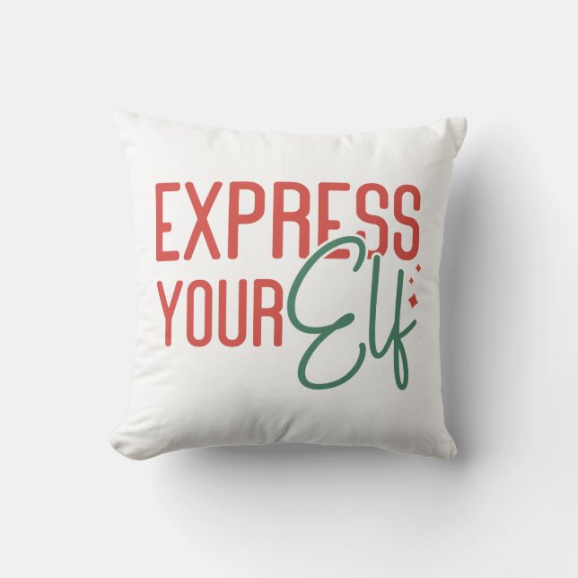 Coussin Ho Ho Ho Express Votre Elfe Noël (Recto)