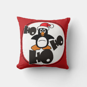 Coussin Ho Ho Ho - Penguin - joyeux noël + votre backgr