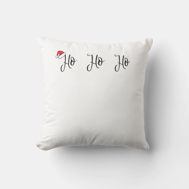 Coussin Ho Ho Ho portant un chapeau de santa rouge (Recto)