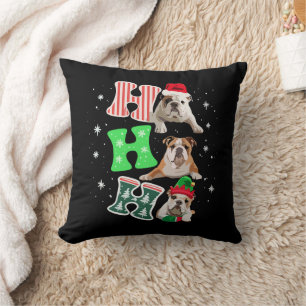 Coussin Ho Ho Ho Santa en Anglais Bouledogue Rennes Noël 