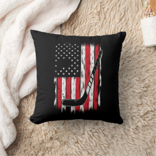 Coussin Hockey Drapeau Américain Sports Rétro Vintage