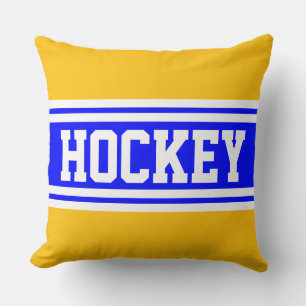 Coussin HOCKEY Gras Bleu Royal Jaune Orange Blanc Rayures