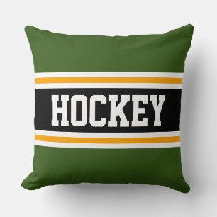 Coussin HOCKEY Vert forêt Noir Orange Rayures Athlétiques