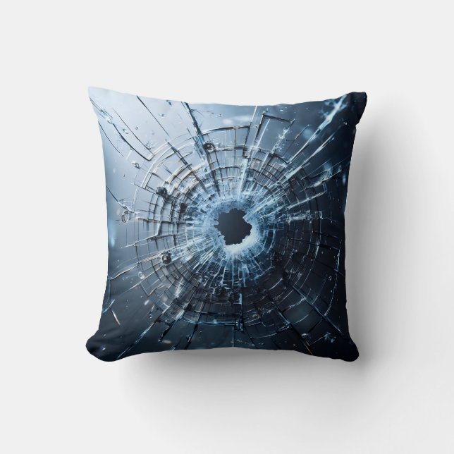 Coussin hole in glass, cracks (Recto)