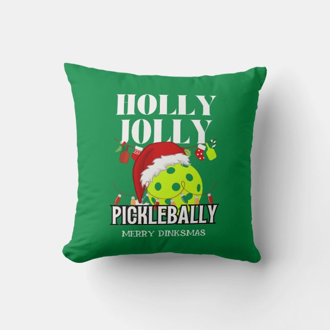 Coussin HOLLY JOLLY PICKLEBALLY Christmas Green (Recto)