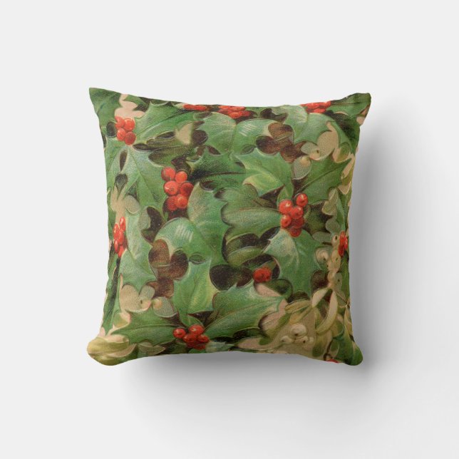 Coussin Holly Tree Noël Vintage (Recto)