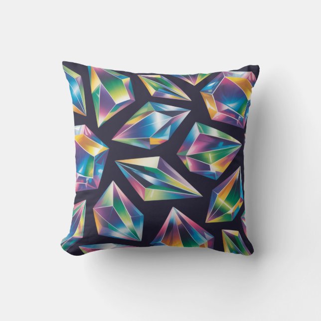 Coussin Holographic Iridescent Gemstones Seamless Pattern (Recto)