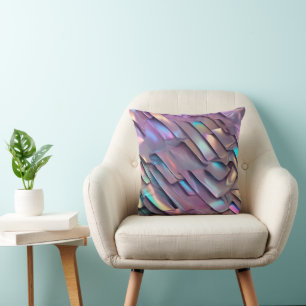Coussin Holographie abstraite/iridescente futuriste