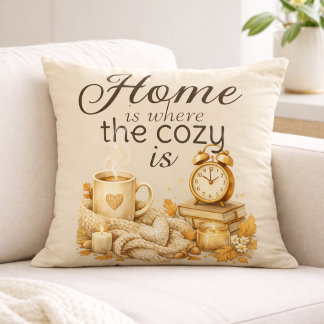 Coussin Home Is Where Cozy Is Brown Oatmeal Cozy