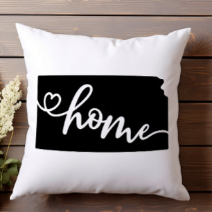 Coussin Home State Outline Heart Kansas