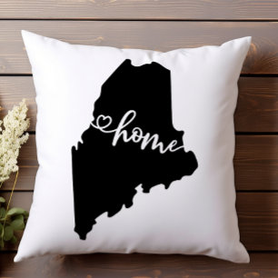 Coussin Home State Outline Heart Maine