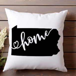 Coussin Home State Outline Heart Pennsylvanie