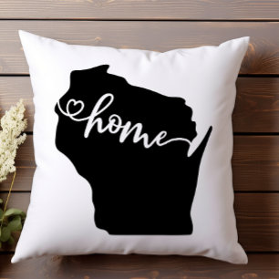 Coussin Home State Outline Heart Wisconsin