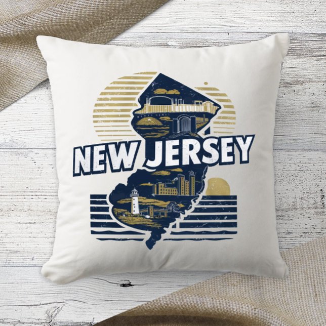 Coussin Home State Retro Color New Jersey (Créateur téléchargé)