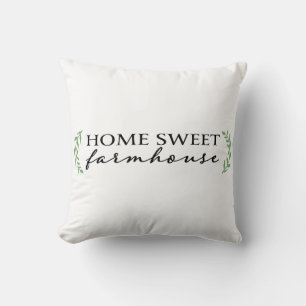 Coussin Home Sweet Farmhouse Green Botanical Feuilles